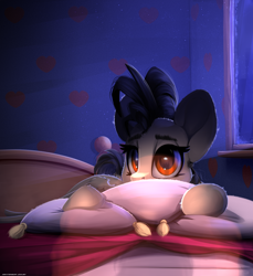 Size: 2750x3000 | Tagged: safe, artist:skitsroom, derpibooru exclusive, oc, oc only, oc:mayata, pegasus, pony, bedroom eyes, blanket, female, high res, looking at you, mare, offscreen character, pov, solo