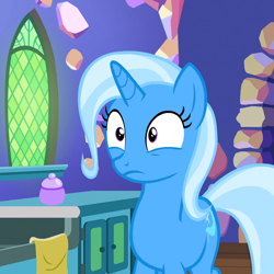 Size: 1080x1080 | Tagged: safe, screencap, trixie, pony, unicorn, all bottled up, g4, cropped, female, kitchen, mare, solo, twilight's castle