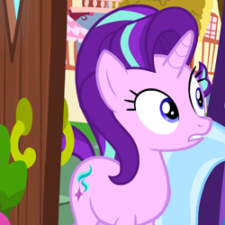 Size: 908x908 | Tagged: safe, screencap, starlight glimmer, trixie, pony, unicorn, all bottled up, g4, cropped, offscreen character, solo focus