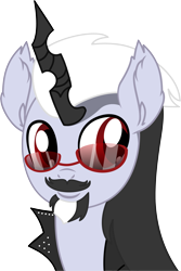 Size: 3295x4938 | Tagged: safe, artist:cyanlightning, oc, oc only, oc:moodboard, pony, .svg available, beard, bust, commission, ear fluff, facial hair, glasses, looking at you, male, moustache, simple background, solo, stallion, transparent background, vector