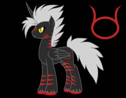 Size: 1280x989 | Tagged: safe, artist:somashield, oc, oc only, oc:synx, alicorn, pony, alicorn oc, cutie mark, digital art, horn, male, solo, stallion, stripes, tail, wings