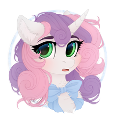 Size: 1530x1620 | Tagged: dead source, safe, artist:vird-gi, sweetie belle, pony, unicorn, bow, chest fluff, digital art, ear fluff, female, simple background, solo, transparent background