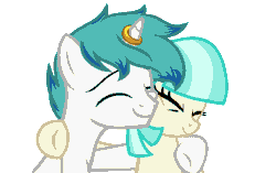 Size: 717x450 | Tagged: safe, artist:magicallyecho, coco pommel, oc, oc:snowy blue, earth pony, pony, unicorn, g4, animated, canon x oc, cocobetes, cocowy, cute, duo, female, gif, horn, horn ring, male, nuzzling, ocbetes, simple background, transparent background