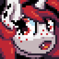 Size: 192x192 | Tagged: safe, artist:bitassembly, oc, oc only, oc:lilith, pony, succubus, unicorn, bust, freckles, pixel art, portrait, surprised