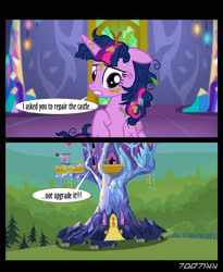 Size: 1288x1572 | Tagged: safe, edit, edited screencap, editor:teren rogriss, screencap, discord, princess cadance, spike, twilight sparkle, alicorn, draconequus, dragon, pony, castle sweet castle, g4, general discord, helicopter, twilight sparkle (alicorn), twilight's castle, upgrade