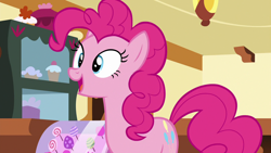 Size: 1280x720 | Tagged: safe, screencap, pinkie pie, earth pony, pony, 28 pranks later, g4, cute, diapinkes, female, mare, open mouth, smiling, solo