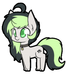 Size: 256x294 | Tagged: safe, artist:rice, oc, oc only, oc:bree jetpaw, dog, dog pony, earth pony, pony, animated, bouncing, collar, paws, simple background, solo, transparent background