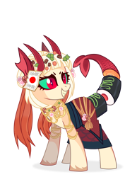 Size: 1280x1647 | Tagged: safe, artist:woofri, oc, oc only, oc:akemi (ice1517), fish, pony, sea pony, clothes, colored sclera, ear piercing, earring, food, grin, jewelry, markings, nonbinary, piercing, regalia, simple background, skirt, smiling, solo, sushi, sushi pony, transparent background, unshorn fetlocks