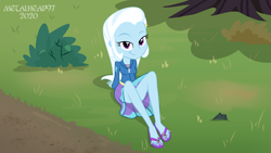 Size: 8000x4500 | Tagged: safe, artist:metalhead97, trixie, equestria girls, g4, my little pony equestria girls: better together, :t, adorasexy, clothes, cute, diatrixes, feet, female, flip-flops, hoodie, legs, looking at you, nail polish, road, sandals, schrödinger's pantsu, sexy, show accurate, sitting, skirt, solo, thighs