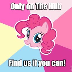 Size: 600x600 | Tagged: safe, pinkie pie, earth pony, pony, g4, 2011, advice meme, artifact, didn't age well, exploitable meme, female, mare, meme, ponibooru, solo, the hub