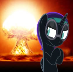 Size: 509x500 | Tagged: safe, oc, oc only, oc:nyx, alicorn, pony, atomic bomb, explosion, nuclear weapon, nyxposting, weapon
