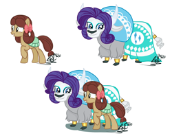 Size: 1268x1022 | Tagged: safe, artist:lunashinearts, rarity, yona, earth pony, pony, yak, g4, she's all yak, base used, duo, female, mare, ponified, pony yona, role reversal, simple background, species swap, white background, yakified, yakity