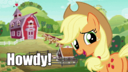 Size: 1280x720 | Tagged: safe, ai assisted, ai content, edit, edited screencap, fifteen.ai, screencap, applejack, applejack's "day" off, g4, aivo, animated, applebutt, avo, butt, female, looking at you, plot, sound, sweet apple acres, text, webm