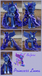 Size: 759x1379 | Tagged: safe, artist:phasingirl, princess luna, alicorn, pony, g4, commission, customized toy, irl, peytral, photo, repaint, solo, toy