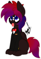 Size: 1293x1846 | Tagged: safe, artist:floof horse, oc, oc only, oc:shaded star, pegasus, pony, :p, clothes, simple background, solo, tongue out, transparent background, tuxedo