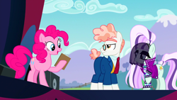 Size: 1920x1080 | Tagged: safe, screencap, coloratura, pinkie pie, svengallop, earth pony, pony, g4, the mane attraction, countess coloratura, female, images that precede unfortunate events, male, mare, stallion