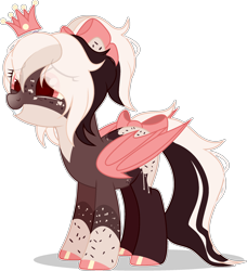 Size: 2010x2200 | Tagged: safe, artist:rerorir, oc, oc only, bat pony, pony, bow, crown, female, hair bow, high res, jewelry, mare, regalia, simple background, solo, transparent background