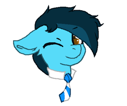 Size: 436x363 | Tagged: safe, artist:naaltive, oc, oc only, oc:mrcelroy, pony, clothes, male, naaltive's ms paint ponies, one eye closed, solo, wink, winking at you