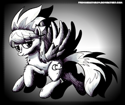Size: 731x618 | Tagged: safe, artist:primogenitor34, cloudchaser, pony, g4, looking at you, monochrome