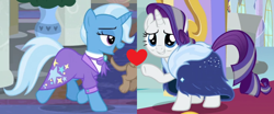 Size: 908x378 | Tagged: safe, edit, edited screencap, screencap, rarity, trixie, g4, the last problem, cropped, female, lesbian, rarixie, shipping, shipping domino