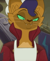 Size: 368x448 | Tagged: safe, screencap, capper dapperpaws, abyssinian, anthro, digitigrade anthro, g4, my little pony: the movie, animated, apron, chest fluff, clothes, cropped, gif, male, one eye closed, sexy, solo, stupid sexy capper, wink