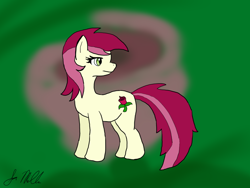 Size: 1024x768 | Tagged: safe, artist:dizaster321, roseluck, pony, g4, abstract background, looking back