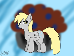 Size: 1024x768 | Tagged: safe, artist:dizaster321, derpy hooves, pegasus, pony, g4, female, food, mare, muffin, solo