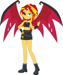 Size: 5653x6723 | Tagged: safe, artist:kitana762, sunset shimmer, demon, equestria girls, g4, beckoning, collar, demon wings, female, show accurate, simple background, solo, sunset satan, transparent background, wings, wubcake