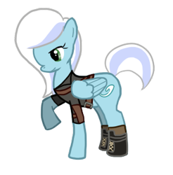 Size: 300x305 | Tagged: safe, artist:priorknight, oc, oc only, oc:serene breeze, pegasus, pony, fallout equestria, clothes, female, mare, pegasus oc, raised hoof, simple background, solo, transparent background, wings