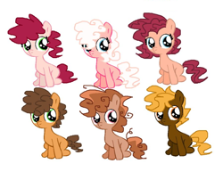 Size: 900x696 | Tagged: safe, artist:soarindash10, oc, oc only, pony, blank flank, brothers, curly mane, earth pony oc, female, male, next generation, offspring, parent:cheese sandwich, parent:pinkie pie, parents:cheesepie, siblings, simple background, sisters