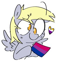 Size: 1173x1274 | Tagged: safe, artist:pinkiespresent, derpy hooves, pegasus, pony, g4, bisexual pride flag, female, heart, nonbinary pride flag, pride, pride flag, solo