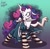 Size: 1080x1067 | Tagged: safe, artist:virtualkidavenue, oc, oc only, oc:princess canterella, changeling, changeling queen, changepony, hybrid, alice: madness returns, clothes, cosplay, costume, dreamworks face, dress, female, interspecies offspring, knife, magical lesbian spawn, mouth hold, next generation, offspring, parent:princess cadance, parent:queen chrysalis, parents:cadalis, socks, solo, striped socks, video game, vorpal blade
