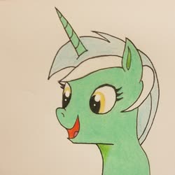 Size: 1930x1930 | Tagged: safe, artist:polar_storm, lyra heartstrings, pony, unicorn, g4, colored pencil drawing, colored sketch, female, mare, simple background, sketch, solo, traditional art, white background, yellow eyes