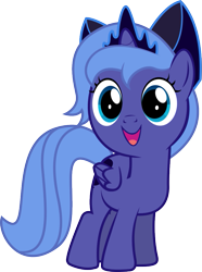 Size: 763x1024 | Tagged: safe, edit, editor:dassboshit, princess luna, alicorn, pony, g4, cute, female, filly, lunabetes, simple background, smiling, solo, transparent background, woona, younger