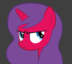 Size: 1780x1584 | Tagged: safe, artist:hazy_reply, oc, oc only, oc:hazy reply, pony, unicorn, angry, bust, female, gray background, mare, portrait, simple background, solo, vector