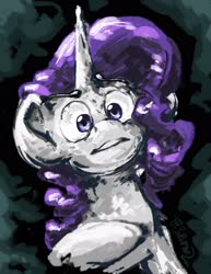 Size: 2550x3300 | Tagged: safe, artist:rigbyh00ves, rarity, pony, unicorn, g4, abstract background, female, high res, mare, raised hoof, solo