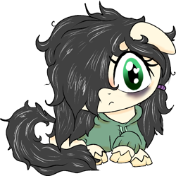 Size: 884x879 | Tagged: safe, artist:adarkone, oc, oc only, oc:floor bored, earth pony, pony, clothes, cute, hair bangs, hoodie, messy mane, simple background, solo, transparent background