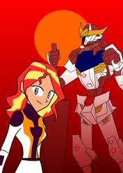 Size: 905x1280 | Tagged: safe, artist:dizzyspot, sunset shimmer, equestria girls, g4, crossover, gundam, gundam barbatos, mobile suit gundam iron-blooded orphans