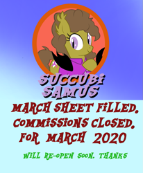 Size: 845x1024 | Tagged: safe, artist:succubi samus, oc, oc:moon pearl, pony, add, advertisement, announcement, commission, cute, date, information, poster
