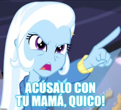 Size: 919x835 | Tagged: safe, edit, edited screencap, screencap, trixie, equestria girls, g4, guitar centered, my little pony equestria girls: rainbow rocks, cropped, el chavo del 8, female, meme, pointing, solo, spanish, translated in the comments
