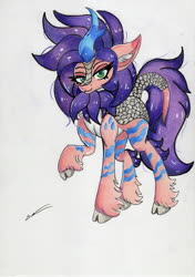 Size: 2460x3486 | Tagged: safe, artist:luxiwind, oc, oc only, oc:medley drizzle, kirin, cloven hooves, female, high res, solo, traditional art