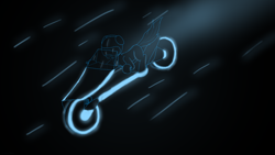 Size: 1920x1080 | Tagged: safe, artist:astralr, pony, futuristic, lightcycle, motorcycle, solo, tron
