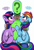 Size: 750x1105 | Tagged: safe, artist:tsudashie, rainbow dash, twilight sparkle, oc, oc:anon, alicorn, human, pegasus, pony, unicorn, g4, blushing, bronybait, choice, clothes, dialogue, female, hoof on chest, human fetish, looking up, male, mare, mask, open mouth, simple background, sitting on lap, sitting on person, smiling, speech bubble, sweat, twilight sparkle (alicorn)