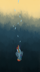 Size: 1440x2560 | Tagged: safe, artist:rainb0wdashie, rainbow dash, pegasus, pony, g4, eyes closed, falling, female, mare, sad, solo