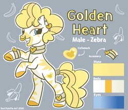 Size: 1588x1372 | Tagged: safe, artist:redpalette, oc, oc:golden heart, zebra, albino