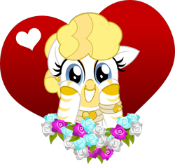Size: 5000x4673 | Tagged: source needed, safe, artist:jhayarr23, part of a set, oc, oc only, oc:golden heart, pony, zebra, albino, cute, ear piercing, earring, flower, heart, jewelry, looking at you, ocbetes, piercing, show accurate, simple background, solo, transparent background, ych result
