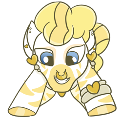 Size: 894x894 | Tagged: safe, artist:redpalette, oc, oc only, oc:golden heart, pony, zebra, albino, piercing, simple background, solo, transparent background