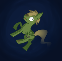 Size: 692x678 | Tagged: safe, artist:priorknight, oc, oc only, oc:murky, pegasus, pony, fallout equestria, fallout equestria: murky number seven, fanfic art, male, pegasus oc, raised hoof, solo, stallion, wings, worried