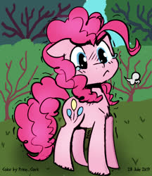Size: 544x630 | Tagged: safe, artist:princeclark, artist:xieril, color edit, edit, pinkie pie, earth pony, pony, g4, :<, breath, chest fluff, colored, cute, diapinkes, female, floppy ears, mare, solo, teary eyes