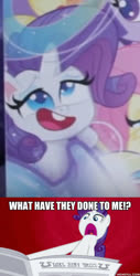 Size: 600x1182 | Tagged: safe, edit, edited screencap, screencap, rarity, pony, unicorn, g4, g4.5, my little pony: pony life, ponyville confidential, derp, drama, i'll destroy her, memeful.com, op is a duck, op isn't even trying anymore, pony life drama